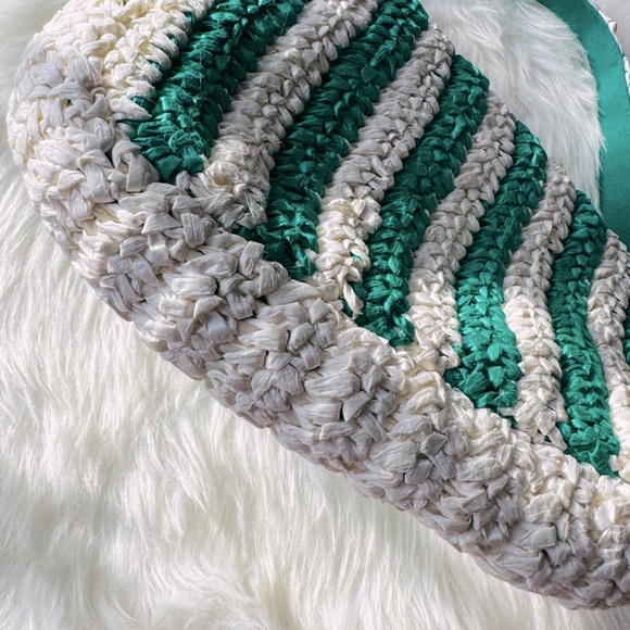 NWOT Anthropologie Stripe Raffia Shoulder Bag - Picture 5 of 9